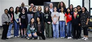 Attorneys General Raoul, Rosenblum, and Schwalb with ETHS students and staff