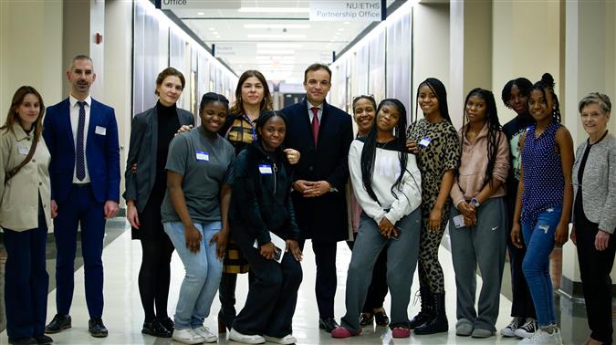 ETHS students and staff hosted a French delegation for a tour of the school campus.